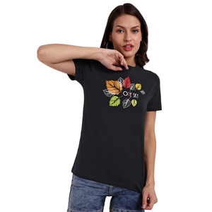 Hot Selling New Design Women's Custom Graphics Printed Black Color Plus Size O Neck Short Sleeve Tshirt From Bangladesh - Product Image 3