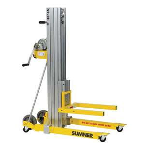 ลิฟท์ยกของ Sumner 2412 สำหรับผู้รับเหมา ยกได้สูง 12 ฟุต รับน้ำหนักได้ 400 ปอนด์ สีเหลือง ลิฟท์ไฮดรอลิกสำหรับอุตสาหกรรม พร้อมป้ายเตือนความปลอดภัย - Product Image 1