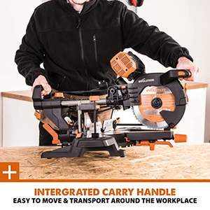 Sierra ingletadora deslizante de doble bisel de 255 mm y 110 V para bricolaje, cortadora multimaterial para metal, madera y plástico con abrazaderas, bolsa para polvo, cuchillas y paquete adicional - Product Image 1