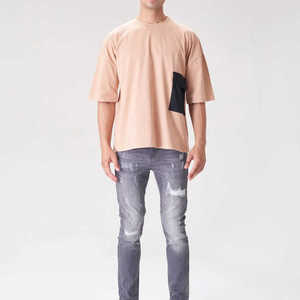 100% coton personnalisé vierge poids lourd surdimensionné T-Shirt mode porter couleur unie hommes T-Shirt - Product Image 3