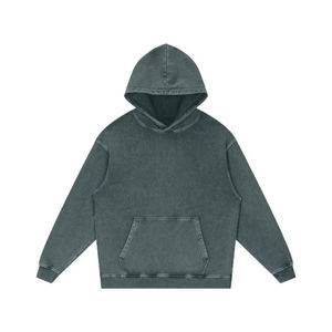 เสื้อฮู้ดดี้ผู้ชายทรงหลวมสำหรับฤดูหนาว ดีไซน์คุณภาพสูง พิมพ์ลายดิจิตอลแบบ Acid Wash พร้อมซับในและกระดุม  ออกแบบเองได้ - Product Image 1