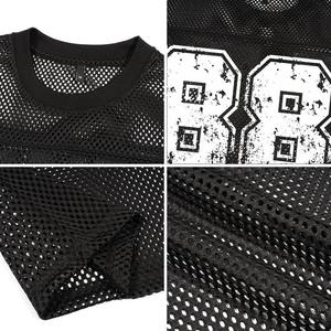 T-shirt de gymnastique pour hommes en gros personnalisé surdimensionné 100% coton tricoté maille maillot de football à manches courtes sport imprimé maillot - Product Image 4
