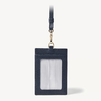 Tempat Kartu Identitas Kulit Asli Cossni Produk Baru Motif Pebble dengan Jendela Kosong untuk Kartu Identitas, Logo Kustom, Tempat Kartu Nama Kantor