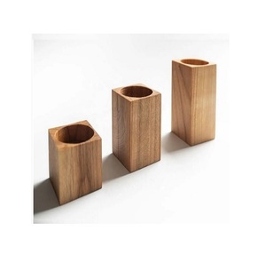 Bougeoir organique fait main en bois naturel bougeoirs fournitures de table ensemble de ménage taille métal matériel boîte-cadeau - Product Image 1