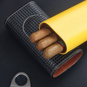 <span class=keywords><strong>Estuche</strong></span> de Viaje para Cigarros de Lujo JH, Forrado en Madera de Cedro, con Cortador de Doble Hoja de Acero Inoxidable, Herramientas Modernas para Fumar - Product Image 1