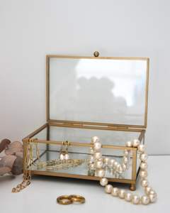Luxury Metal And Glass <b>Jewelry</b> <b>Box</b> Velvet Lined Interior Multiple Compartments Safe <b>Lockable</b> Case For Precious Items - Product Image 3