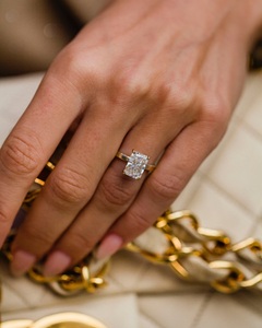 10x7mm Radiant Cut Moissanite <b>Solitaire</b> Engagement <b>Ring</b> in Classic Four Prong Gold Setting | Bridal Wedding Jewelry - Product Image 2