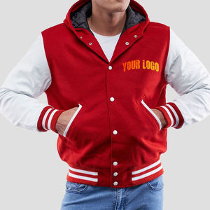 Chaqueta universitaria de chenilla de alta calidad OEM 2025 para hombre, superventas, venta al por mayor, chaqueta universitaria de béisbol de manga larga para hombre con capucha - Product Image 4