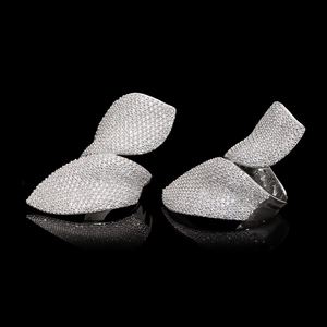 แหวนใบคู่สีทอง14K ประดับเพชรธรรมชาติเป็นประกายสำหรับแฟชั่นชั้นสูงที่หรูหรา - Product Image 3