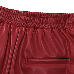 Shorts en cuir pour femmes, couleur unie, taille haute, poches latérales, shorts décontractés à la mode pour femmes, au prix de gros - Product Image 5