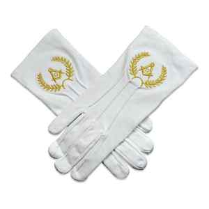 Guantes de cuero suave blanco Masonic Regalia con guantes de brújula cuadrada Guantes bordados Masonic Past Masters - Product Image 1