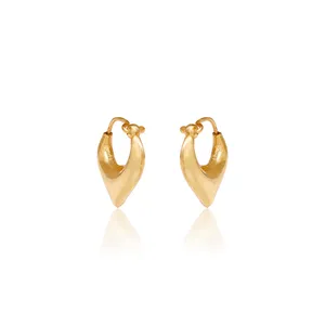 Gold Plated Geometric <b>Huggie</b> Earrings Unisex Alloy Jewelry Classic Style - Product Image 3
