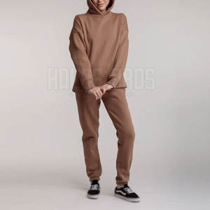 Chándales de algodón 100% con capucha de invierno con patrón sólido informal para mujer de diseño personalizado OEM con precio al por mayor de logotipo - Product Image 5