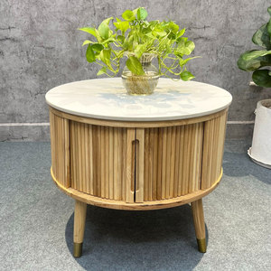 Sliding Door Round Ash Wood <b>Sofa</b> <b>Table</b> with Ash Wood Top Living Room Furniture-TT68259 - Product Image 2