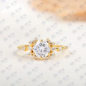 1,00 CTW corte redondo Art Deco Moissanite anillo para mujer aniversario y regalo de cumpleaños - Product Image 3