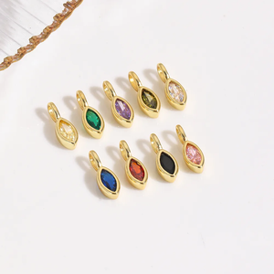 925 Argent Marquise Citrine Quartz Gemstone Charm Pendentif-Plaqué Or Charmes Faits À La Main - Product Image 3