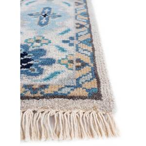Alfombra Grande de Lana Anudada a Mano, Color Azul Savana, Modelo AKWL-13006, con Patrón Geométrico de Diamantes, para Sala de Estar, Dormitorio, Pasillo, Hecha a Mano - Product Image 4