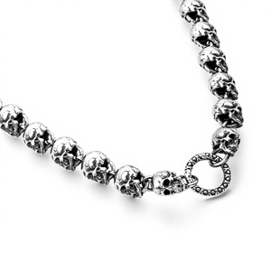 Collier chaîne à maillons punk hip hop en argent sterling 925, épais, fait à la main pour hommes et femmes, style streetwear, cadeau de mariage, rhodié noir - Product Image 1