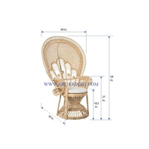 Chaise de meuble d'intérieur en rotin de grande taille pour chambre à coucher Maison et salon Chaise de meuble décorative de luxe pour la décoration de mariage - Product Image 3