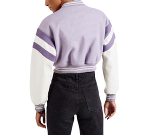 Veste universitaire en laine 100% OEM pour femmes, coupe courte, nouvelle mode, vêtements d'hiver, broderie chenille personnalisée, veste pour femmes - Product Image 6