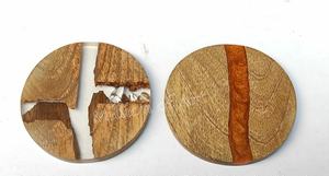 Sous-verre en bois classique fait à la main de la meilleure qualité avec résine époxy bois d'acacia pour l'artisanat de cuisine Inde - Product Image 3