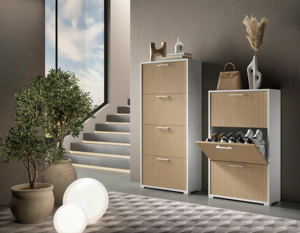 ตู้เก็บรองเท้าไม้แบบสองชั้น 3 ประตู จุรองเท้าได้ถึง 18 คู่ ชั้นวางรองเท้าแบบตั้งพื้นสไตล์โมเดิร์นมินิมอล - Product Image 2