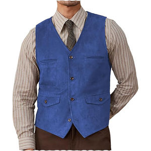 Chaleco de cuero de ante para hombre, chaleco de vaquero informal de un solo pecho, chalecos de cuero de nuevo estilo 2025 hechos a medida de alta calidad - Product Image 2