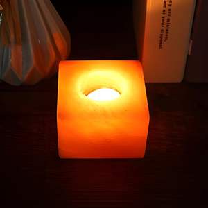 Lámpara de sal de cristal del Himalaya de estilo náutico ecológico hecha a mano, portavelas largo tipo té, decoración del hogar, artesanías naturales - Product Image 2