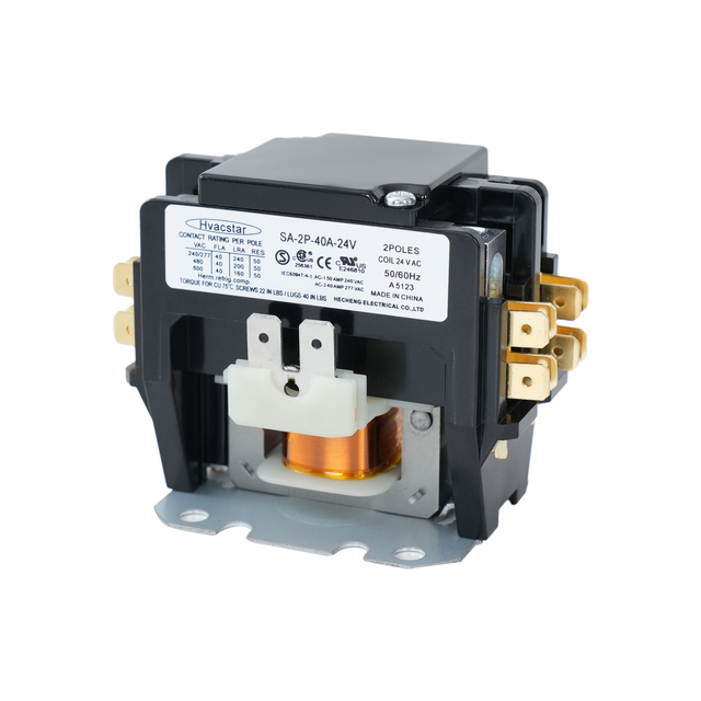 UL Certified Definite Purpose SA Electrical and Magnetic 2 Pole 40A 24V HVAC Contactor for Air Conditioner