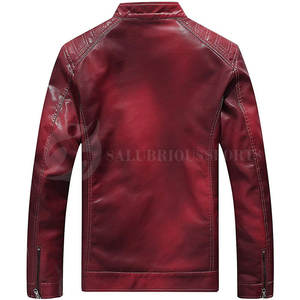 Chaquetas de cuero vaquero con soporte personalizable para hombre Forro acolchado Cremallera frontal Bolsillos Cierre de cierre de cremallera de cuero genuino - Product Image 2