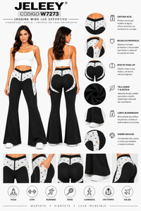 Pantalones de Yoga JELEEEY de Cintura Alta, Pierna Ancha, Color Sólido, Largos, Cintura Elástica, Control de Abdomen, Ropa Deportiva para Mujer - Product Image 1