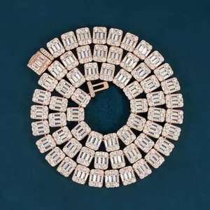 Hiphop 925แข็งเงินสเตอร์ลิงประดับเพชรตัดออกจาก VVS Moissanite หินสี่เหลี่ยมโซ่เทนนิสสำหรับผู้หญิงผู้ชายเครื่องประดับที่ดี - Product Image 1