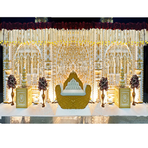 Royal White Gold Theme Stage for Malaysian Weddings Rajwada Theme Stage for Indian Weddings Astonishing FRP Wedding Stage - Product Image 1