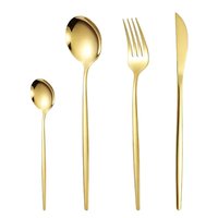 Ensemble de couverts en métal d'aspect royal avec longue poignée mince finition or rose pour la maison et le mariage ensembles de couverts de vaisselle de table