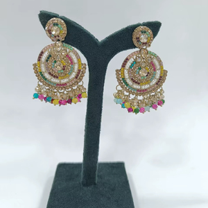 Trendy Water Drop Bell <b>Jhumka</b> <b>Earrings</b> Indian Kundan Traditional for Ladies <b>Earring</b> Set for Women - Product Image 1