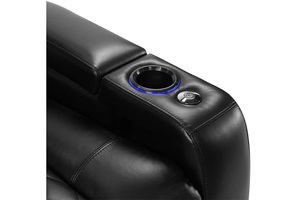 Vente flash - Canapé home-cinema en cuir authentique pour une relaxation ultime - Charge USB-C/USB-A - Éclairage LED RGB - NOUVEAU POUR LA LIVRAISON - Product Image 3