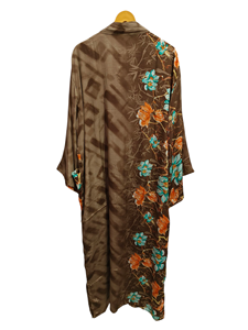 Robe indienne Floral soie Sari Kimono Vintage Sari Robe douce plage Robe de soirée indien fait à la main Kimono en soie - Product Image 4
