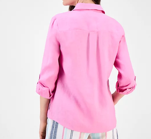 Camisa rosa suave con botones, ropa informal fresca y cómoda, perfecta para mujeres, viajes de trabajo y moda diaria - Product Image 2