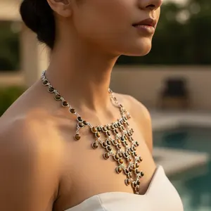 Collier statement en argent 925 avec œil de tigre pour femmes, bijoux de mode puissants - Product Image 2