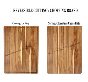 Tabla de cortar de madera de acacia Reversible con ranura para jugo profundo Precio barato para necesidades de servicio y corte de cocina - Product Image 3