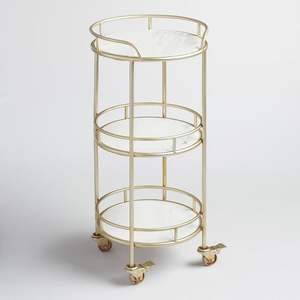 Golden Finished Stainless steel Metal frame With Glass Slaves Metal Food <b>Serving</b> Cart For kitchen Hotel Restaurant - Product Image 2