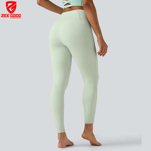 Wholesale Price High Waisted Sports Workout Pants <b>Leggings</b> for Women Soft Polyester <b>GYM</b> Fitness <b>Leggings</b> With <b>Pocket</b> - Product Image 3