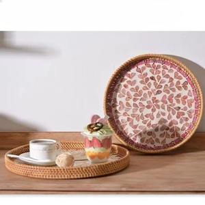 Fournisseur au Vietnam plateau de service fait à la main avec forme florale plateau de service en nacre de haute qualité pour le stockage des fruits - Product Image 6