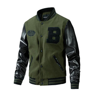 Veste brodée hommes grande taille personnalisée Letterman veste en cuir Streetwear col carré manteau Bomber hommes vestes universitaires - Product Image 1