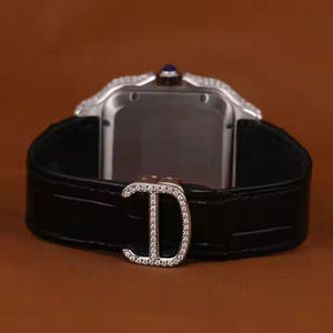 Reloj de Lujo para Hombre, con Diamantes Moissanite, Cristal de Zafiro, Cuarzo, Estilo Deportivo, de Acero Inoxidable, con Esfera Cuadrada Romana y Correa de Cuero - Product Image 5