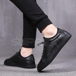 Chaussures de sport décontractées pour hommes en cuir véritable de vachette, à lacets, légères, respirantes, souples, couleur unie – Prix de gros - Product Image 6