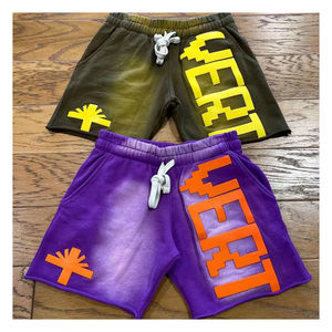 Custom Men's Gym Sweat Shorts 100% Cotton Sun Faded Wash Raw Hem Solid Pattern Casual Style with Decoration - Product Image 5