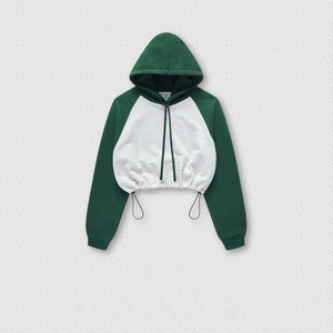 Hoodies Manufacturer Custom Color Block Raglan Sleeve <b>Crop</b> <b>Top</b> Hoodies Women's Hoodies - Product Image 4