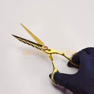 Tijeras de peluquería de acero inoxidable de 11.5 pulgadas, color oro plasma, para cortar el cabello, tijeras planas para flequillo y entresacar, 6H, negras - Product Image 4