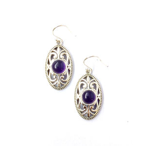 ต่างหูห้อยประดับอเมทิสต์ชุบทองวินเทจ ประดับมุกและเพชร ดีไซน์น่ารัก สีโรสโกลด์ เหมาะสำหรับงานแต่งงานและงานปาร์ตี้ น้ำหนัก 5.4 กรัม ของขวัญสุดเพอร์เฟกต์ - Product Image 1